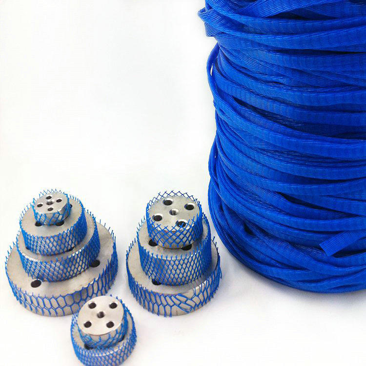Red de mangas de malla de plástico rígido azul para cigüeñales automáticos - Rollos de red de protección de embalaje de hardware